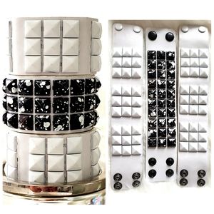3 Leather Hot Topic Punk White Studded Bracelets